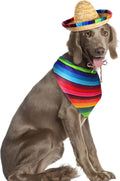 Saintrygo Dog Sombrero Hat Pet Carnival Costume Straw Mexican Hat and Dog Bandana Pet Triangle Bib for Mexican Cowboy Carnival Decorations