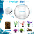 1 Gallon Plastic Betta Fish Bowl with 6 Pcs Artificial Plastic Plants and 500g Decorative Gravel, Betta Fish Tank and De