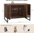 Halitaa Cat Litter Box Enclosure, Modern Hidden Litter Box Furniture with Scratch Pad, Indoor Cat Washroom House End Table, Entryway Bench for Livingroom (Walnut)