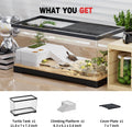 Turtle Fish Tank with Basking Platform and Bottom Drainage, 11.8" x 7" x 7.3" Aquatic Turtle Tank for Juvenile Turtle, C