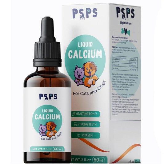 Calcium Liquid for Dogs & Cats - Multivitamin for Dog - Calcium for Dogs - Fortified Vitamins A, C & D - Bone & Teeth Health, Immune Support, and Overall Pet Wellness – 2 Fl. Oz.