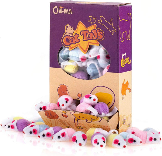 CHIWAVA 36PCS 1.8'' Interactive Cat Toy Mice with Catnip Rattle Sound Mouse