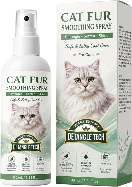 Cat Detangler Spray – Pet Hair Remover Spray for Cats & Daily Coat Care to Detangle Knots, Reduce Loose Fur & Deliver a 