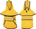 HDE Dog Raincoat Jacket Reflective Adjustable Hooded Pet Poncho Rain Coat with Leash Hole for Small to X-Large Dogs Yellow - XL
