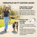 Tails & Tales Hands Free Dog Leash for Walking Running Training, Adjustable Lead Up to 9.8ft, Dogs Up to 125lbs, Crossbody, Dual Handle, Multifunctional, Double Attachment for 2 Dogs (Tapestry Blue)
