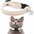Cat Collar Breakaway with Bell, Double-Layer Ultra Soft Velvet Kitten Collar for Small Cats & Petite Dogs, Friction-Free Anti-Hair Loss Design, Adjustable 7.87"-11.78", Brown & White Options