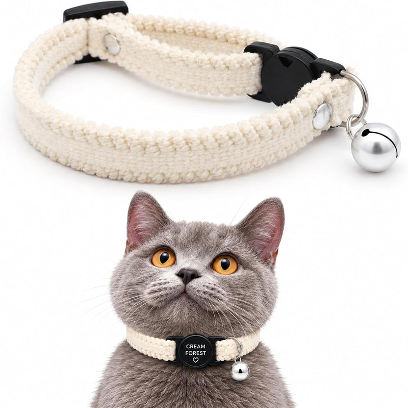 Cat Collar Breakaway with Bell, Double-Layer Ultra Soft Velvet Kitten Collar for Small Cats & Petite Dogs, Friction-Free Anti-Hair Loss Design, Adjustable 7.87