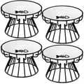 Roshtia 4 Sets Elevated Cat Bowls Ceramic Raised Cat Food Bowls with Metal Stand Dishwasher Safe Dishes Non Slip Elevated Food Plate(Black,Fishbone)