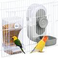 Lemtrflo No Mess Bird Feeder & Water Dispenser Set - Automatic Feeding & Hydration, Parakeet Cage Accessories for Parrots, Cockatiels, Finches, Lovebirds & Budgies