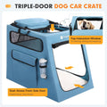 Snagle Paw Portable Dog Crate for Car Travel, Collapsible Large Dog Travel Crate with Metal Frame & 3-Door Mesh Windows, Secures in Trunk/Backseat, Soft-Sided Kennel Carrier for Medium Large Dogs-XL