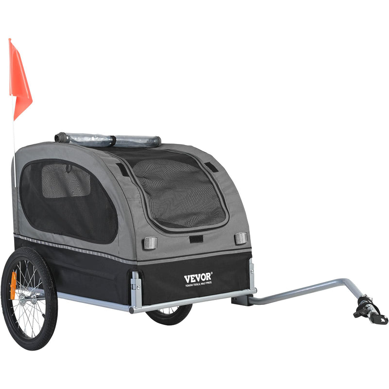 VEVOR Dog Bike Trailer, Supports up to 88 lbs, Pet Cart Bicycle Carrier, Easy Folding Frame with Quick Release Wheels, Universal Bicycle Coupler, Reflectors, Flag, Collapsible to Store