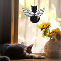 Velasyart Angel Rainbow Wing Memorial Gifts - Stained Glass Cat Suncatcher, Loss of Cat Sympathy Gift (Black)