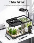 Pawfly 2 Gallon Fish Tank, Ultra Clear Aquarium Starter Kit with 6 W LED Aquarium Light, Mini Air Pump, Filter, Siphon V