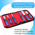 Dog Grooming Stripping Knife Set – 6-Piece Stainless Steel Hand Stripping Tools with Wooden Handles – Coarse, Medium, Fi