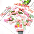 Mruq Pet 20Pcs Light Pink Small Dog Hair Bows with Rubber Bands, Handmade Puppy Grooming Bows Flower Ball Bowknot Top Knot Hair Accessories for Yorkie & Small Dogs