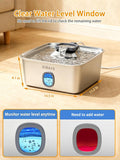 SIBAYS 4Gal/15L Large Dog Water Fountain, Stainless Steel Pet Fountain with Water Window & LED Light, Ultra Quiet Automatic Dog Water Bowl Dispenser for Large Dogs & Multi-pet, Easy to Clean FS76