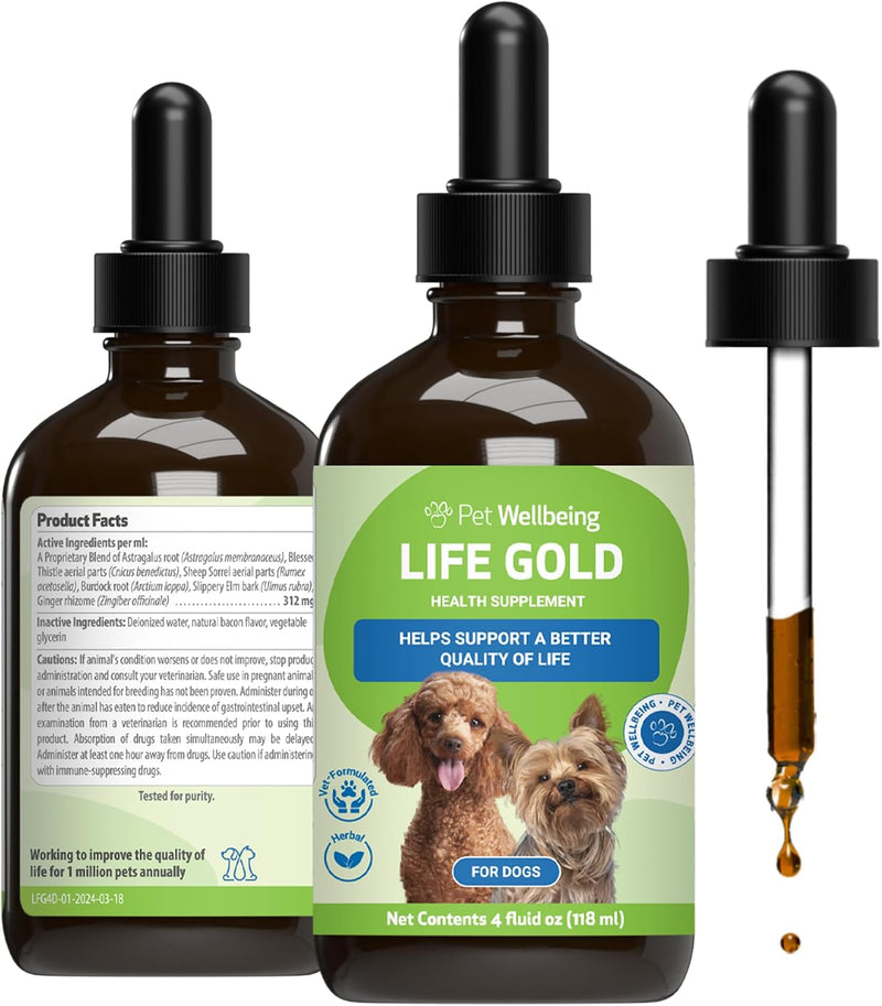 Pet Wellbeing Life Gold for Dogs - Immune & Cellular Health, 4 oz