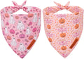 ADOGGYGO Pink Halloween Dog Bandanas Girl, Ghost Pumpkin Dog Scarf