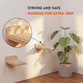 INICIO Cat Wall Stairs, Natural Wood - Set of 3 Wall Steps for Cats to Climb with Fixtures, 8.7"x4.7" - Floating Steps for Climbing or Playing - for Kittens and Adult Cats