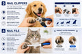 8-Piece Dog Grooming Kit for Dogs & Cats, Pet Grooming Set with 2 Grooming Gloves, 17 & 9 Tooth Dematting Rake, Fine-Too
