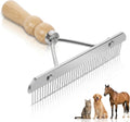 POPETPOP Horse Nail Rake, Undercoat Grooming Rake with Wooden Handle