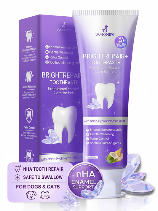 6% nHA Pet Dual-Enzymatic Toothpaste, Sensitive Teeth Care for Dogs & Cats, Remineralizes Enamel & Repairs Early Cavities, Plaque Control & Fresh Breath, Safe to Swallow, 3.52oz
