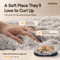 Miorun Fluffy Orthopedic Dog Bed for Large & Extra Large Dogs, Calming Plush Sofa Bed with Curved Bolster Support and Egg-Crate Foam Base, 43" Cozy Oval Pet Donut Bed with Washable Cover, Gray
