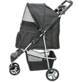 TRIXIE Foldable Pet Stroller for Cats and Dogs, Pet Carrier Strolling Cart with Weather Cover, Storage Basket, Cup Holder, Black