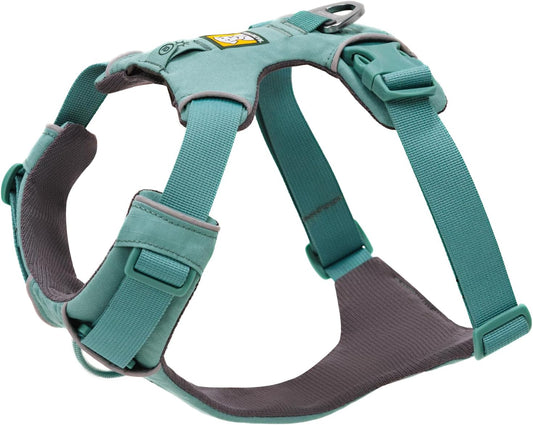Ruffwear, Front Range Dog Harness, Reflective Soft Padded Everyday Harness with Dual Leash Clips, Adjustable and Lightweight Fit for Training or Walking for All Dogs, River Rock Green, Medium
