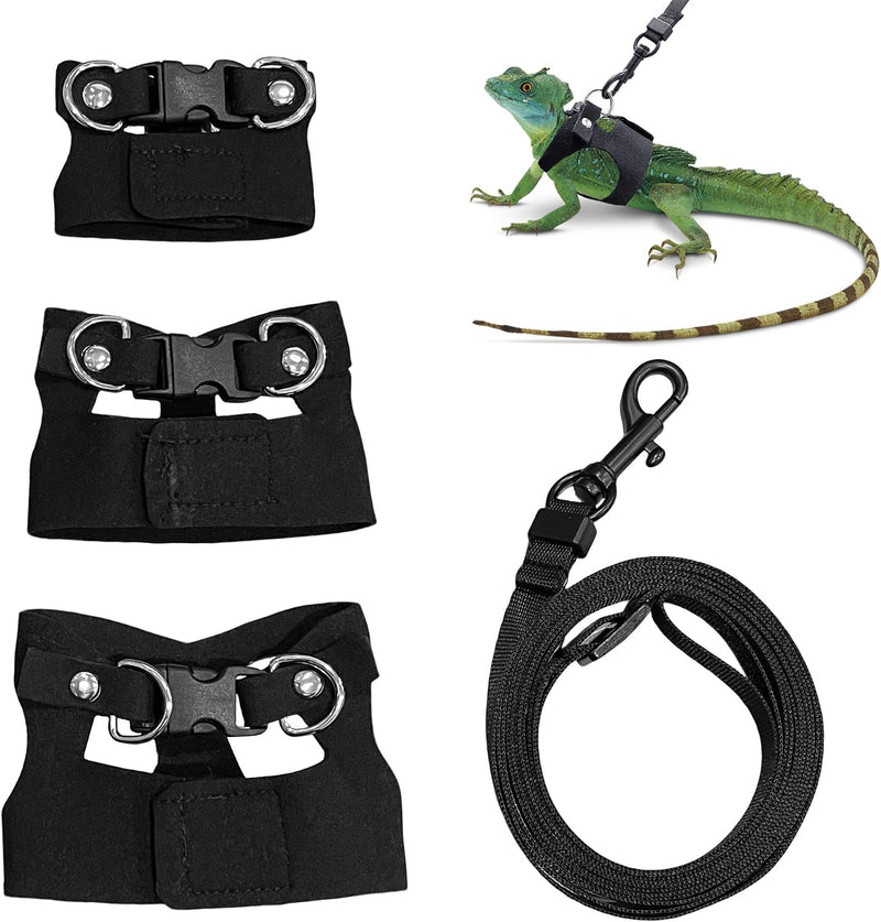 3PCS Bearded Dragon Harness and Leash Set | 3 Size Adjustable Reptile Leash