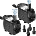 GROWNEER 2 Packs 550GPH Submersible Pump 30W Ultra Quiet Fountain Water Pump, 2000L/H, with 7.2ft High Lift, 3 Nozzles f