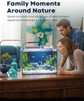 10 Gallon Aquarium Set Glass Fish Tank, Heater Self Cleaning System Filter with Media Bright Light Cleaning Tool, Leak-P