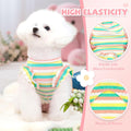 XGDMEIL 2 Pack Cute Striped Small Dog T Shirts Soft Cotton Girl Dog Clothes Breathable Pet Puppy Cats Vest Spring Summer Pet Outfits（Purple+Green,Small）
