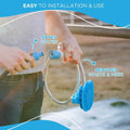 Aquapaw 5-in-1 Horse & Dog Bath Brush & Curry Comb - XL Blue Silicone - Includes 3-ft Shower Hose Attachment & Adapter -
