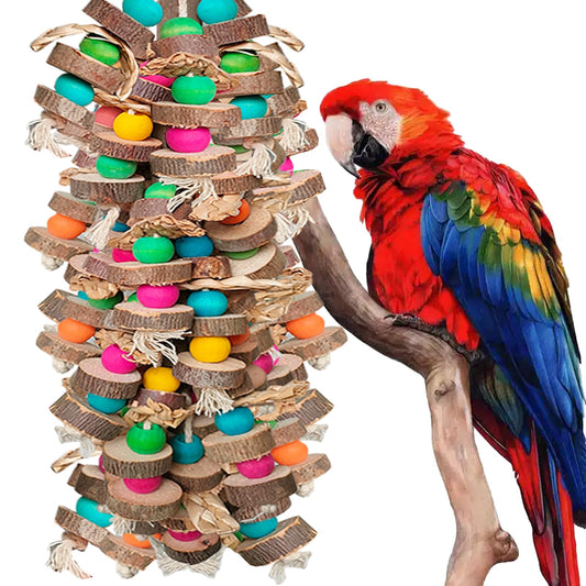 WQY GroceryShop Parrot Toys for Large Birds, Multicolored Wooden Blocks Bird Chewing Toy Parrot Cage Bite Toy or Macaws Cokatoos African Grey and Large Medium Birds
