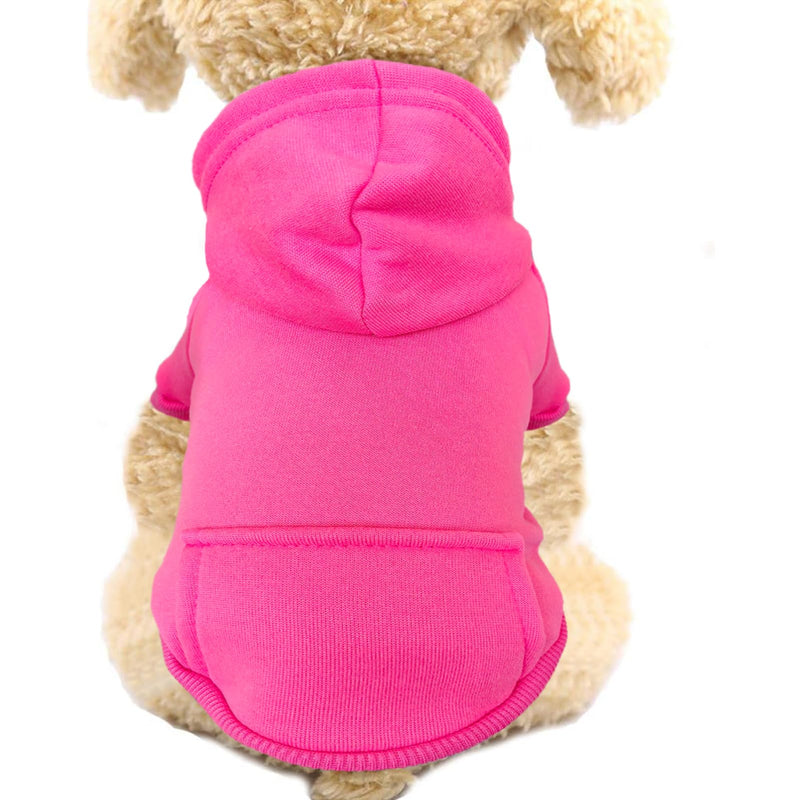 Jecikelon Soft Dog Hoodies for Small Dogs, Fleece Puppy Sweatshirt with Pockets, Warm Winter Cold Weather Coats for Pet Cat, Cute Clothes Puppy Costume (Rose red, XX-Small)