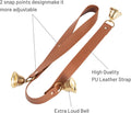 Leather Dog Door Bells, Dog Door Bells for Potty Training, Premium Leather Dog Training Bell with 3 Loud Brass Bells, Ad