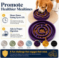 Ceramic Slow Feeder Dog Bowl, 1.5 Cup Puzzle Dish for Small Medium Dogs