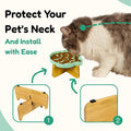 Elevated Slow Feeder Cat Bowl with Stand, 6.3" Ceramic Fish Maze Cat Food Bowl, Raised Whisker Friendly Wide Shallow Cat