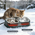 Heated Water Bowl for Cats in Winter, 56 OZ Outdoor Heated Cat Bowl with Raised Brackets to Protect Pet's Neck, Heated D
