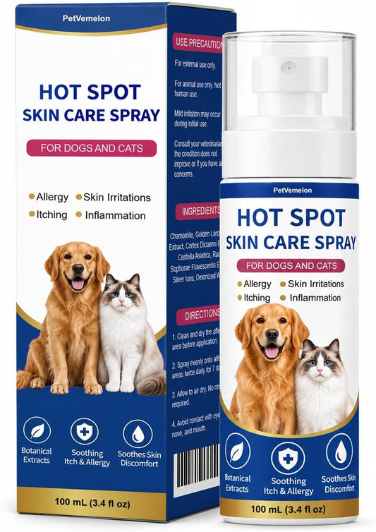 Hot Spot & Itch Relief Spray for Dogs & Cats for Scratching, Itchy Skin and Paw Licking