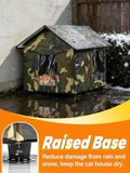 Elevated Insulated Outdoor Cat House Weatherproof - 20"x19"x17" Waterproof PVC Top & Aluminum Film Liner Camouflage Fera