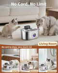 Cordless 3.2L/108oz Stainless Steel Cat Water Fountain Pet Fountain