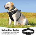 WINSEE Dog/Pet Harnesses No Pull with Dog Collar, Adjustable Reflective Oxford Outdoor Vest, Front/Back Leash Clips for 
