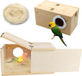 PINVNBY Nesting Box for Birds,Wooden Parakeet Nest Box with Detachable Board Transparent Visual Cockatiel House for Budg