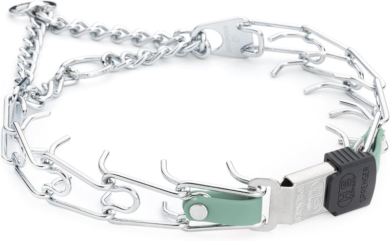 Herm Sprenger Chrome Plated Steel Dog Collar with Quick Release ClicLock Buckle and Biothane Insert Training Collar for 