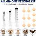 Pet Feeding Syringe with 10pcs Silicone Nipples, Kitten Nursing Syringe for Newborn Puppies, Cat, Dog,Rabbits, Squirrels