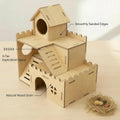 3-Tier Wooden Hamster Hideout, Syrian Hamster House with Ramps & Entrances, for Dwarf Hamsters, Gerbils (Not for Guinea 