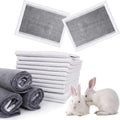 kathson Rabbit Pee Pads Disposable Cage Liners 50PCS All Absorb Black Carbon Odor Control Bunny Training Accessories wit