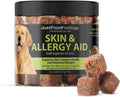 JustFoodForDogs Skin & Allergy Supplement for Dogs, Human Grade Dog Supplements, Skin & Coat Support, Multivitamin Soft Chews, Omega 3 Oil, Superfood Blend, Plant Based Dog Vitamins - 45 Count
